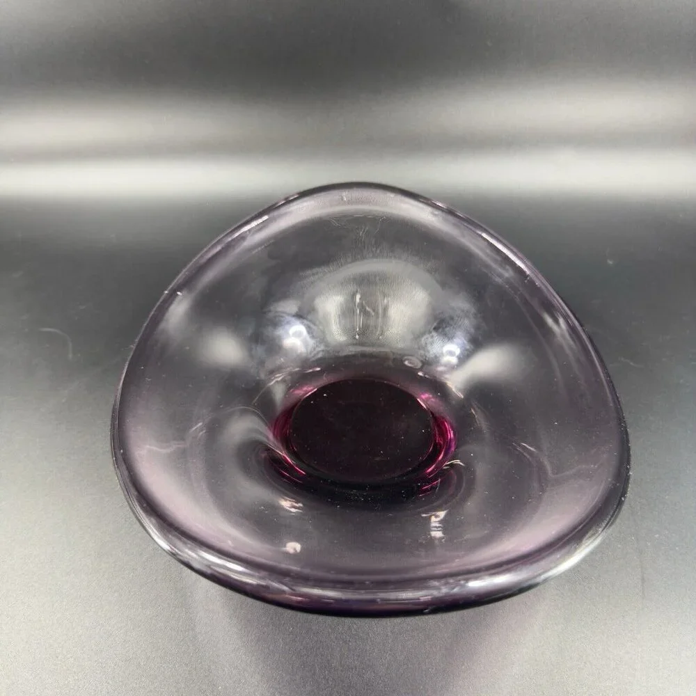 Lotta Peterson for IKEA Transparent Purple Mouth Blown Freeform Glass‎ Bowl Dish